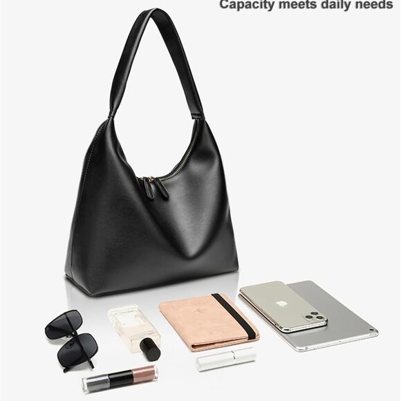 Women Leather Hobo Purse Shoulder Bag Zipper Travel Office Large Capacity - Picture 3 of 6